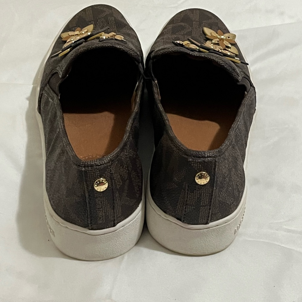 Michael Kors Dark Brown Floral Slip-On Shoes Women’s Size 8.5 Medium - Picture 4 of 9